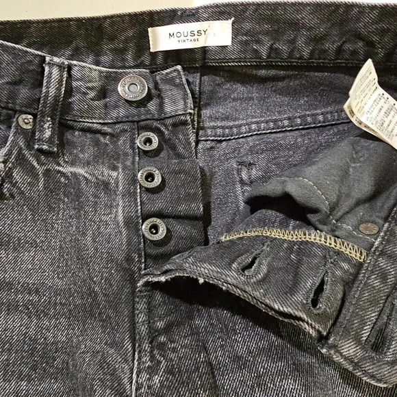 MOUSSY VINTAGE Kelley Tapered Denim Jeans Black Size 24 - Picture 7 of 9